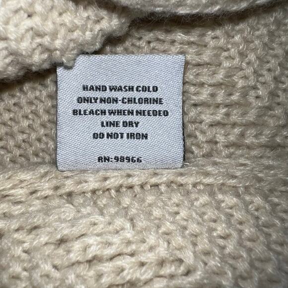 Womens Waffle Knit Faux Fur Pom-Pom Y2K Cream Soft Cozy Winter Shawl/Scarf - Picture 7 of 7